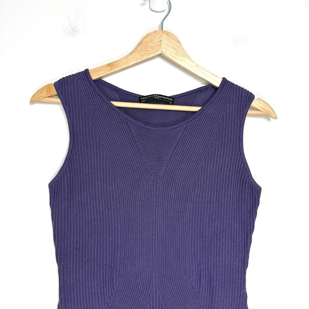 Peruvian Connection Lilias‎ Knit Sleeveless Dress Pima Cotton Purple XS